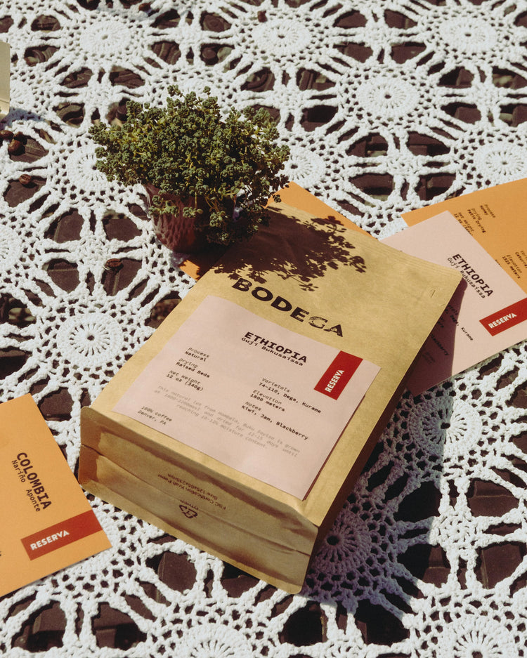 Bag of Ethiopia Guji Bukusaissa coffee from Bodega Coffee Roasters featuring clean, modern packaging. - Bodega Coffee